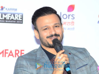 Vivek Oberoi & Sai Tamhankar at the media meet of 'Filmfare Awards Marathi 2016'