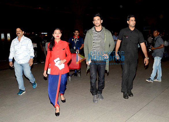 Sushant Singh Rajput and Neha Dhupia snapped at the airport