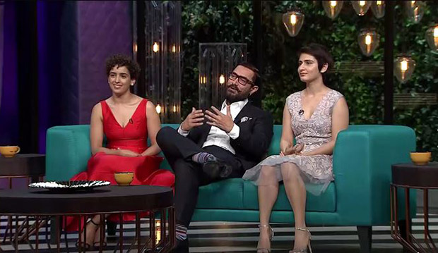 Watch Aamir Khan graces Koffee with Karan couch with on-screen daughters Sanya Malhotra and Fatima Sana Shaikh