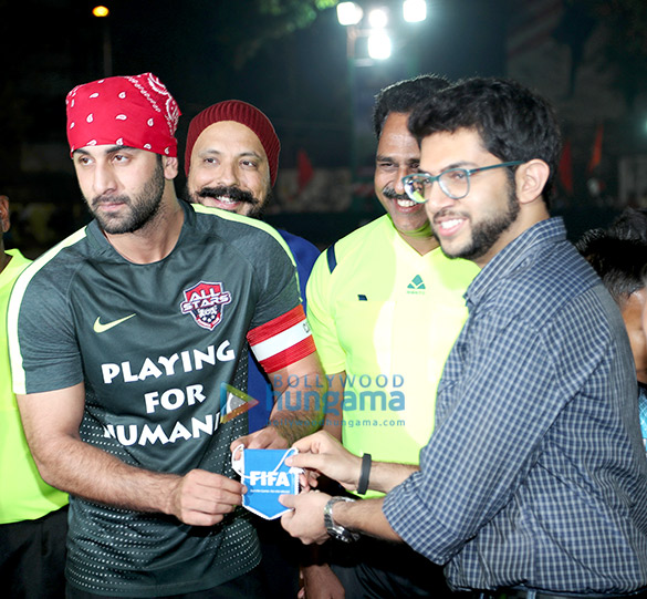 Ranbir Kapoor, Aaditya Thackeray spotted at Yuva Bandra XI vs All-Stars XI football tournament Ranbir Kapoor, Aaditya Thackeray spotted at Yuva Bandra XI vs All-Stars XI football tournament