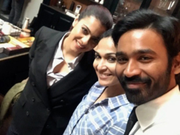 Kajol clicks a selfie with her VIP 2’s co-star Dhanush and director Soundarya