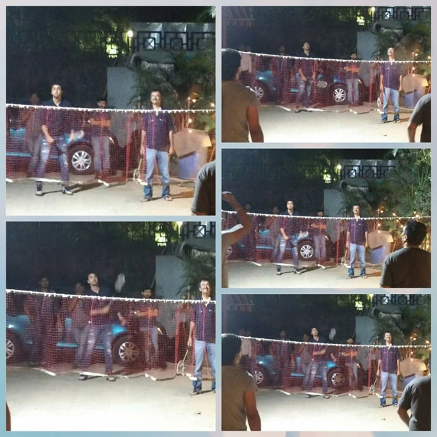 Ranbir Kapoor and Rajkumar Hirani playing a game of badminton