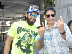Ranveer Singh casts his vote with his father for the BMC elections in Bandra
