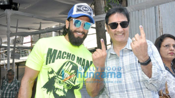 Ranveer Singh casts his vote with his father for the BMC elections in Bandra