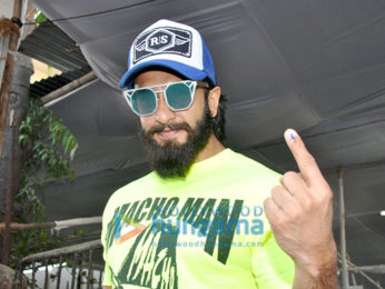Ranveer Singh casts his vote with his father for the BMC elections in Bandra