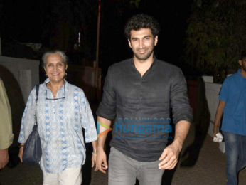 Aditya Roy Kapur snapped with his mom and brother at Prithvi Theatre