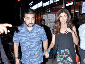 Shilpa Shetty and Raj Kundra snapped post dinner at Bastian