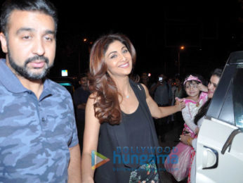 Shilpa Shetty and Raj Kundra snapped post dinner at Bastian