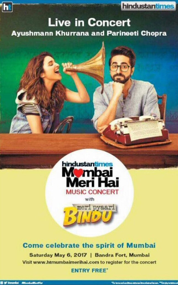 Ayushmann Khurrana and Parineeti Chopra to do a live concert for Meri Pyaari Bindu