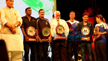 Sukhwinder Singh performs at the under 19 Football tournament at the India Gate