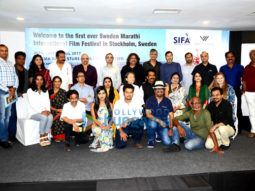 Ananth Narayan Mahadevan, Mrinal Kulkarni, Bharat Dabholkar & others at a press con to announce the 1st ever Sweden-Marathi International Film Festival in Stockholm