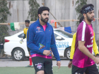 Abhishek Bachchan and Ranbir Kapoor play a friendly football match with the CISF personnels