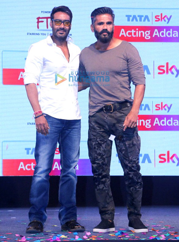 ajay devgn and suniel shetty launch tata sky acting adda 4