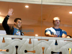 Salman Khan and Sohail Khan wave to their fans at the trailer launch of ‘Tubelight’
