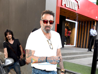 Sanjay Dutt, Mahesh Bhatt and Pooja Bhatt snapped post meeting at Vishesh Films' office