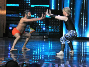 Sonakshi Sinha and Baba Ramdev on the sets of Nach Baliye 8