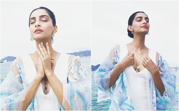 Watch Sonam Kapoor is a vision in white against a serene backdrop on the beach at Cannes 2017-2