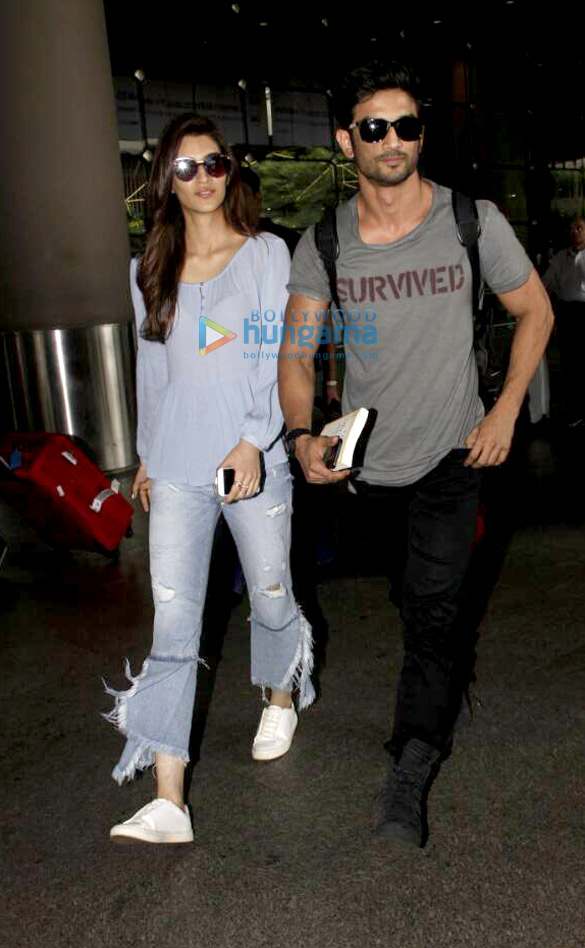 ranveer singh sushant singh rajput and kriti sanon spotted at the airport today 2