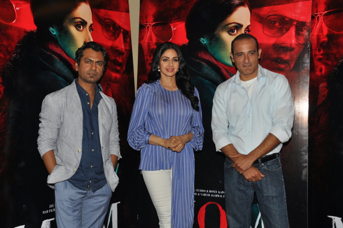 Sridevi, Akshaye Khanna and Nawazuddin Siddiqui snapped promoting their film ‘Mom’