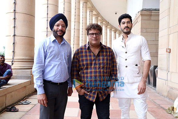 Tigmanshu Dhulia, Mohit Marwah and Gurdeep Singh Sappal launch the trailer of ‘Raag Desh’ at the Parliament of India