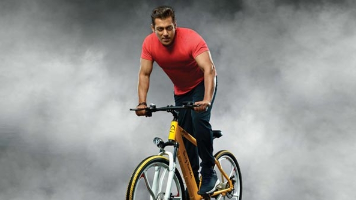 Superstar Salman Khan with his new Being Human E-Bike at Mehboob Studio Superstar Salman Khan with his new Being Human E-Bike at Mehboob Studio