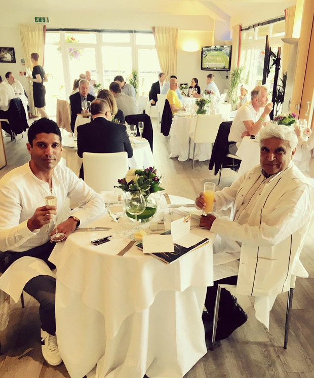 Check out Farhan Akhtar and Javed Akhtar watch the Wimbledon finals together in London (1)