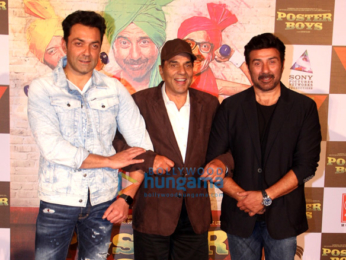 Dharmendra, Sunny Deol, Bobby Deol and Shreyas Talpade launch the trailer of 'Poster Boys'