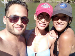 HOT! Nicole Faria poses in a Russian river in a bikini