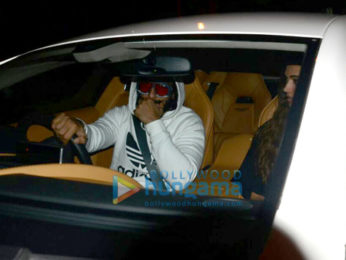 Ranveer Singh and Deepika Padukone snapped on his birthday today in his new Aston Martin car