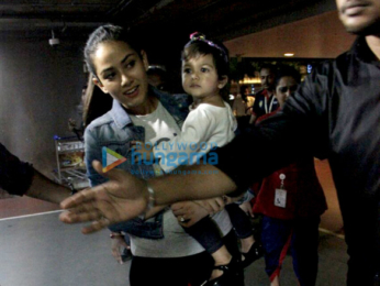 Shahid Kapoor drops in to pick up wife Mira Rajput and baby Misha at Mumbai's T2 airport