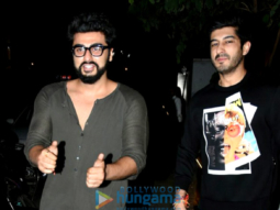 Arjun Kapoor, Mohit Marwah, Kunal Rawal and Aarti Shetty snapped post dinner in Bandra