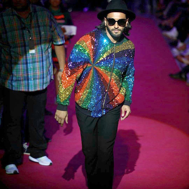 Check out Ranveer Singh added more sparkle and colour with his rainbow jacket at the Lakme Fashion Week 2017 (4)