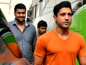 Farhan Akhtar snapped at Mehboob Studio today for an ad shoot