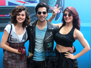 Judwaa 2 cast poses at the film's trailer launch