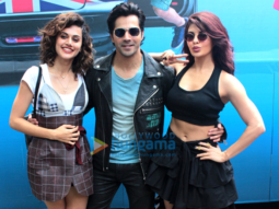 Judwaa 2 cast poses at the film’s trailer launch