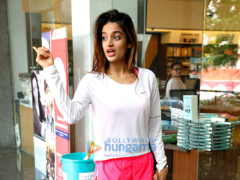 Nidhhi Agerwal snapped at a coffee shop in Bandra