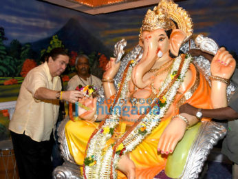 Randhir Kapoor, Krishna Raj Kapoor welcome Ganesha at R K Studio