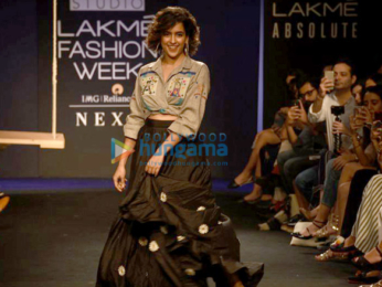Sanya Malhotra walks the ramp for The Miraki Project at Lakme Fashion Week 2017