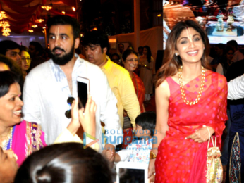 Shilpa Shetty and family snapped at ISCKON Janmashtami celebration