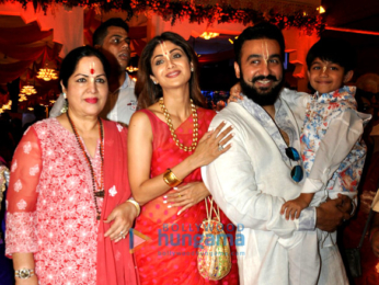 Shilpa Shetty and family snapped at ISCKON Janmashtami celebration
