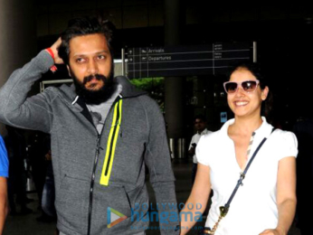 Genelia D'Souza arrives at the airport to receive her hubby Riteish Deshmukh as he returns from NY