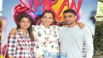 Kangna Ranaut attends the song launch of her film ‘Simran’ along with her brother and sister