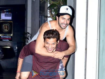 Varun Dhawan snapped with his gym trainer and friend in Bandra