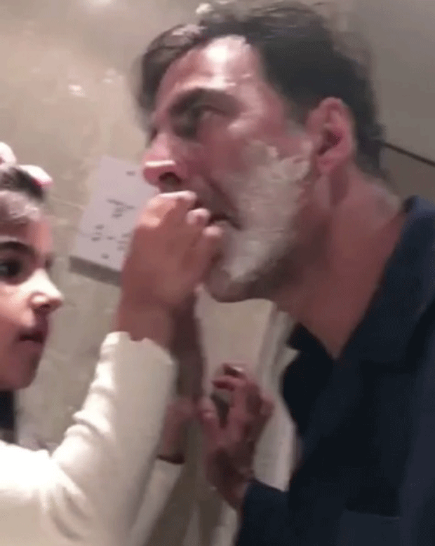 WATCH Akshay Kumar shares a cute video on daughter Nitara's birthday as she helps him shave