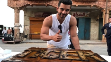 WOW! Angad Bedi cuts a gigantic cake, featuring Salman Khan, after wrapping up shoot for Tiger Zinda Hai