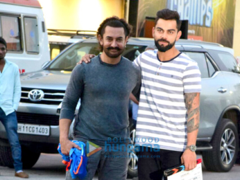 Aamir Khan and Virat Kohli snapped on the sets of a chat show to promote Secret Superstar