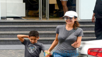 Amrita Arora snapped with her son at a salon