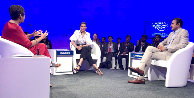 Deepika Padukone attends a session on mental health at World Economic Forum 03