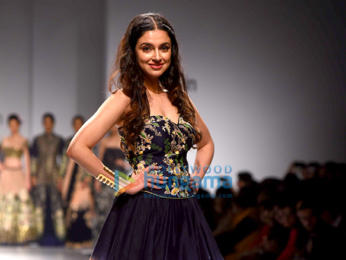 Divya Khosla Kumar walks the ramp for designer Charu Parashar at the Amazon India Fashion Week