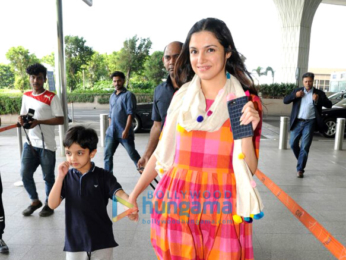 Divya Kumar Khosla and Mandira Bedi at the airport